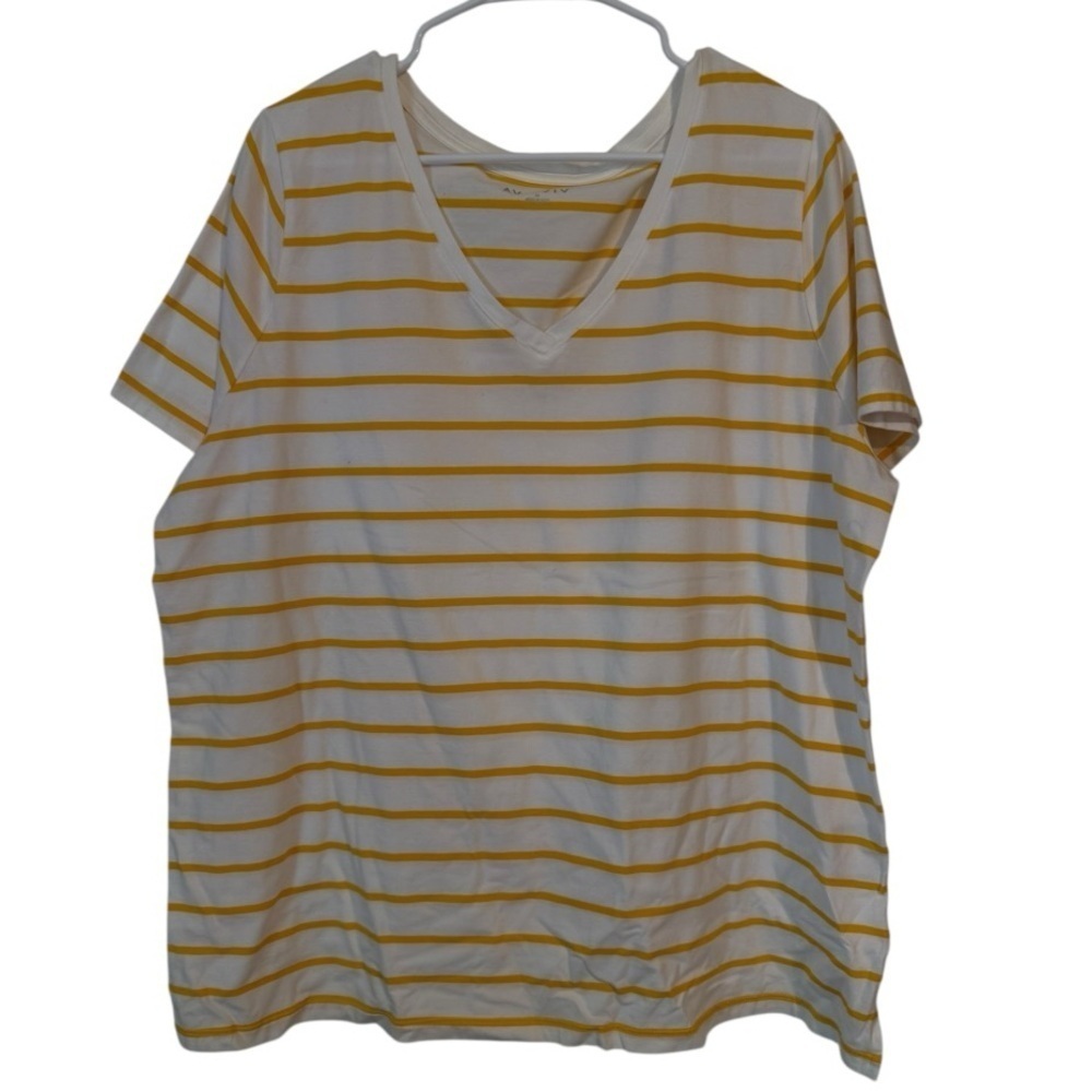 🌺AVA  & VIV YELLOW STRIP V NECK TEE
